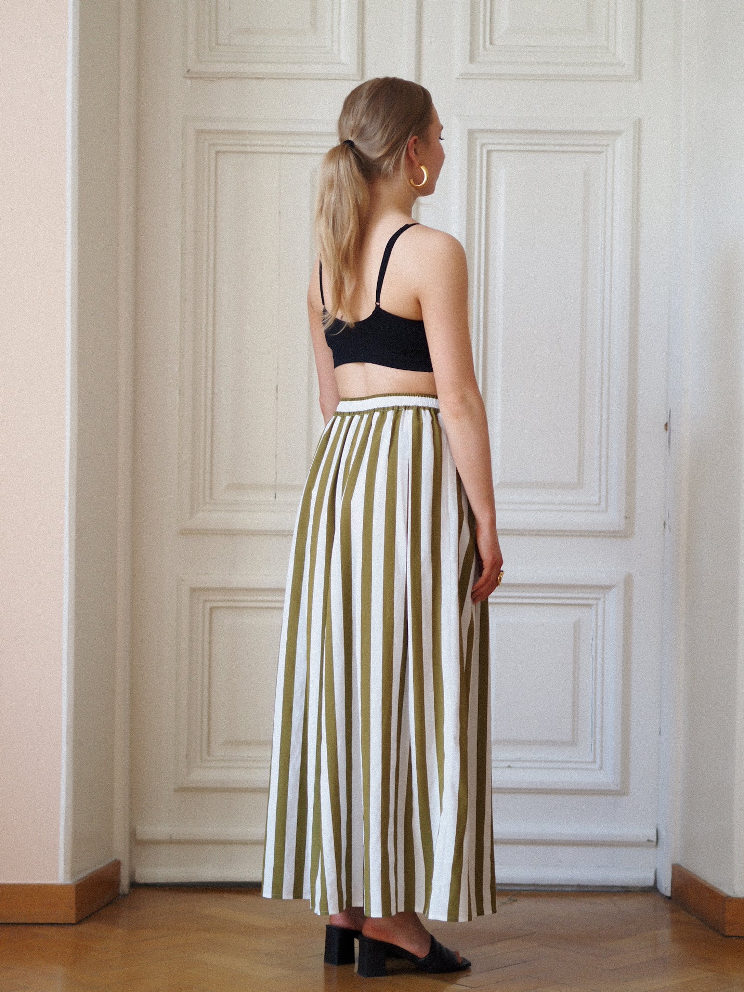 Ease Skirt, Olive Stripe