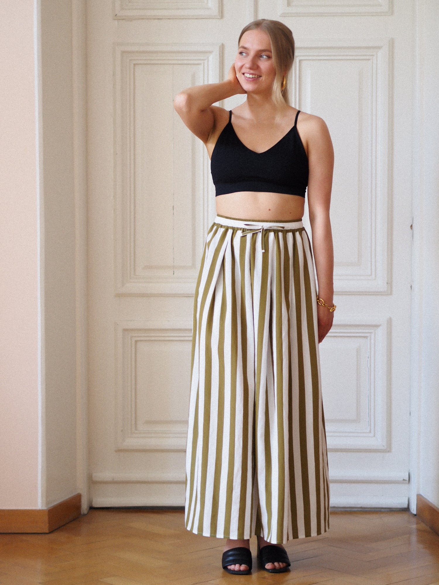 Ease Skirt, Olive Stripe