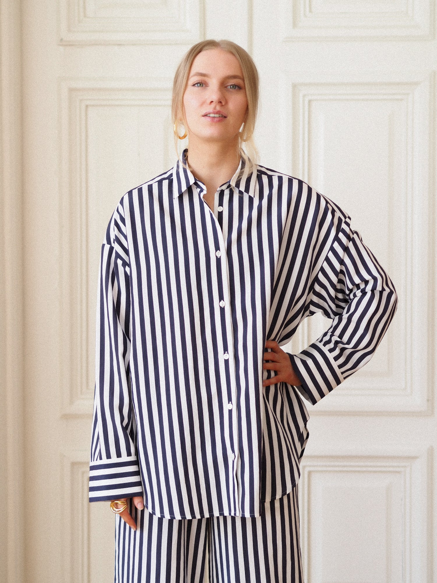 Aeris Shirt, Navy Stripe