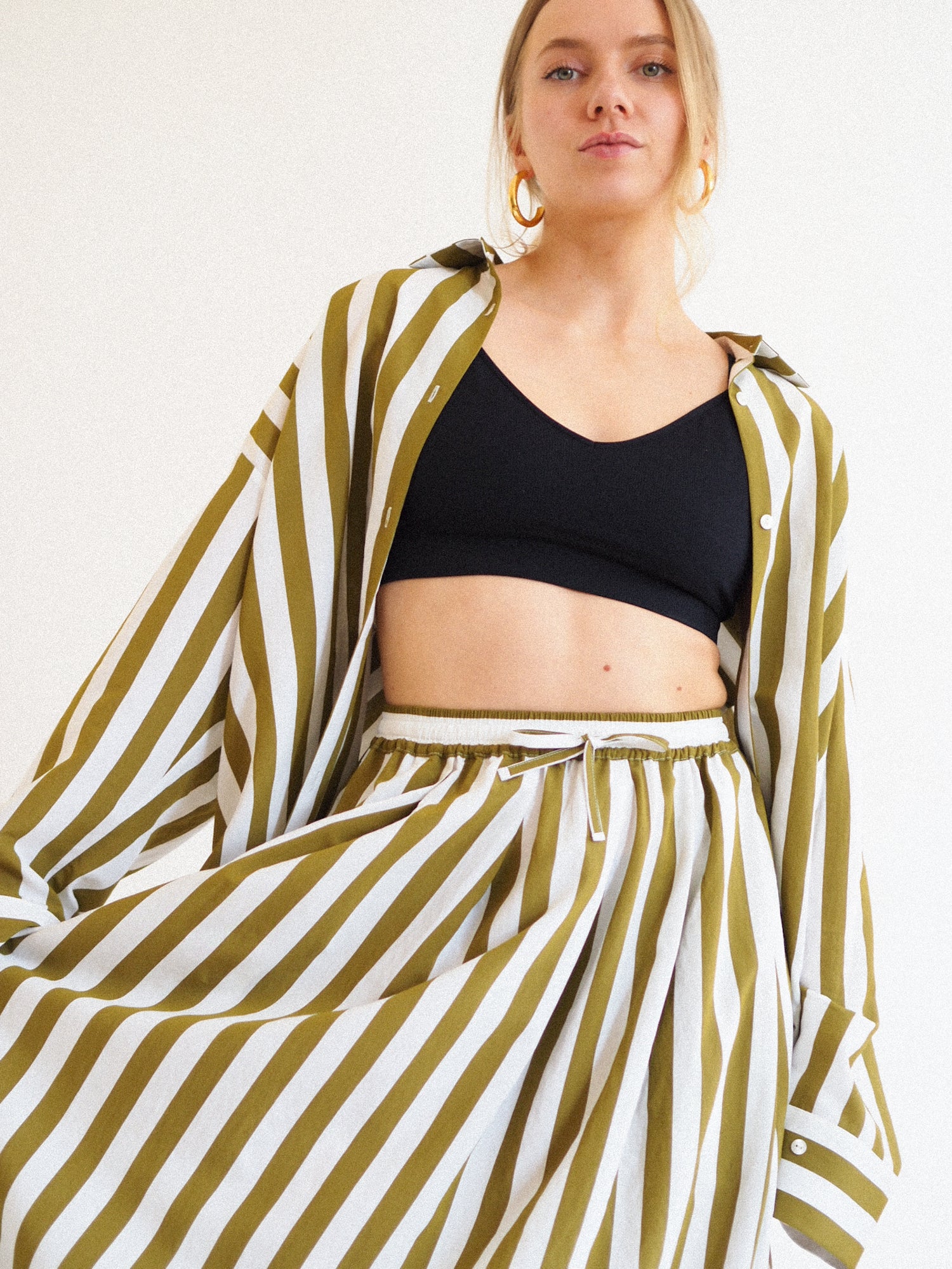 Ease Skirt, Olive Stripe