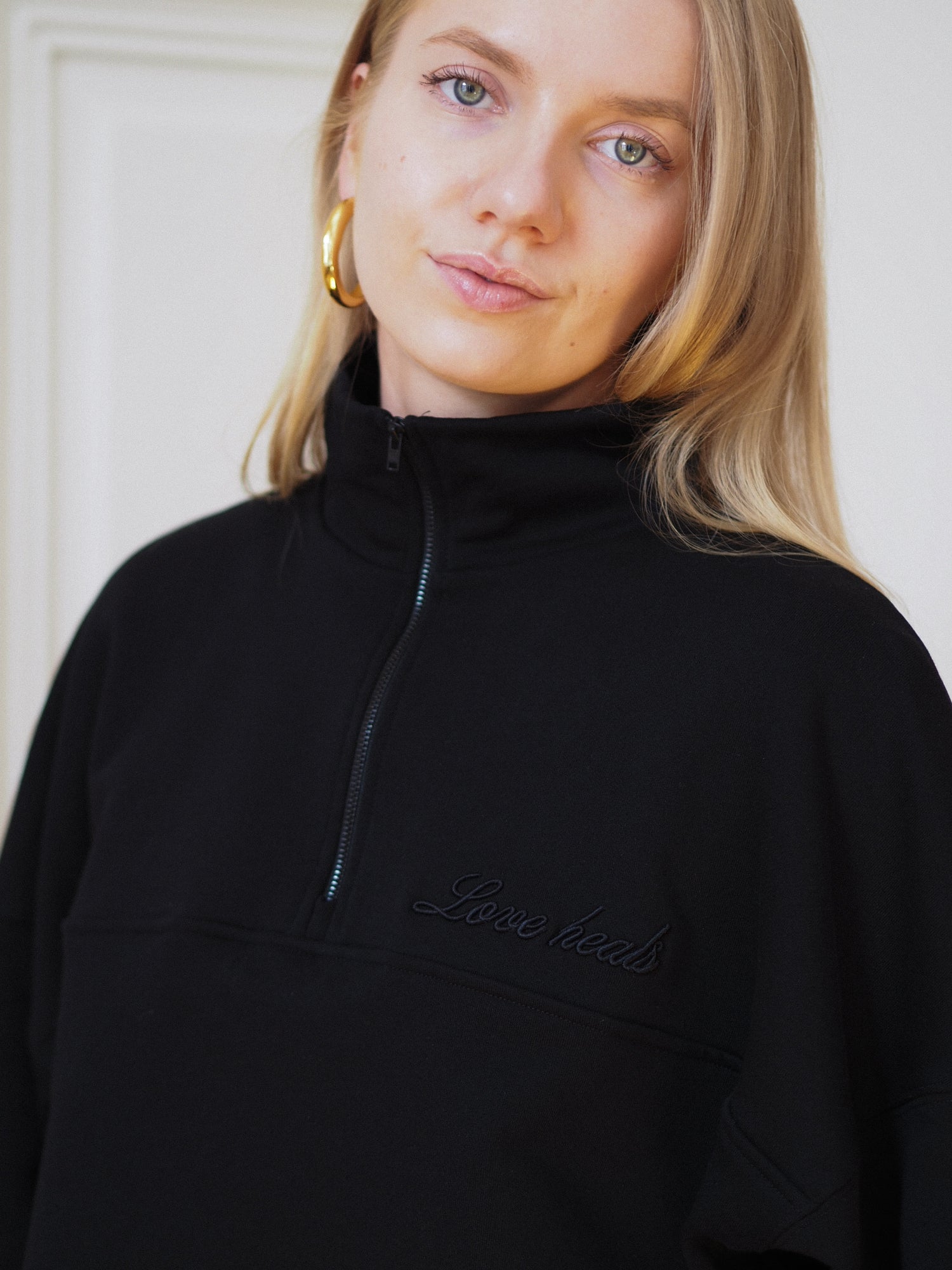 Half Zip Sweatshirt 'Love Heals', Black